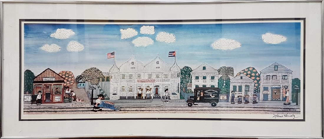 Mario Sanchez Signed Color Litograph: 10.5" x 32" Private Collection Excellent Condition