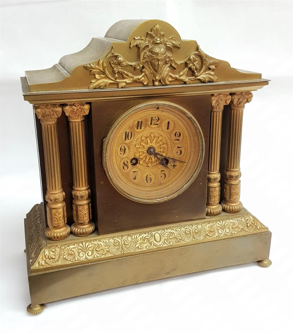 ANTIQUE FRENCH BRONZE MANTLE CLOCK