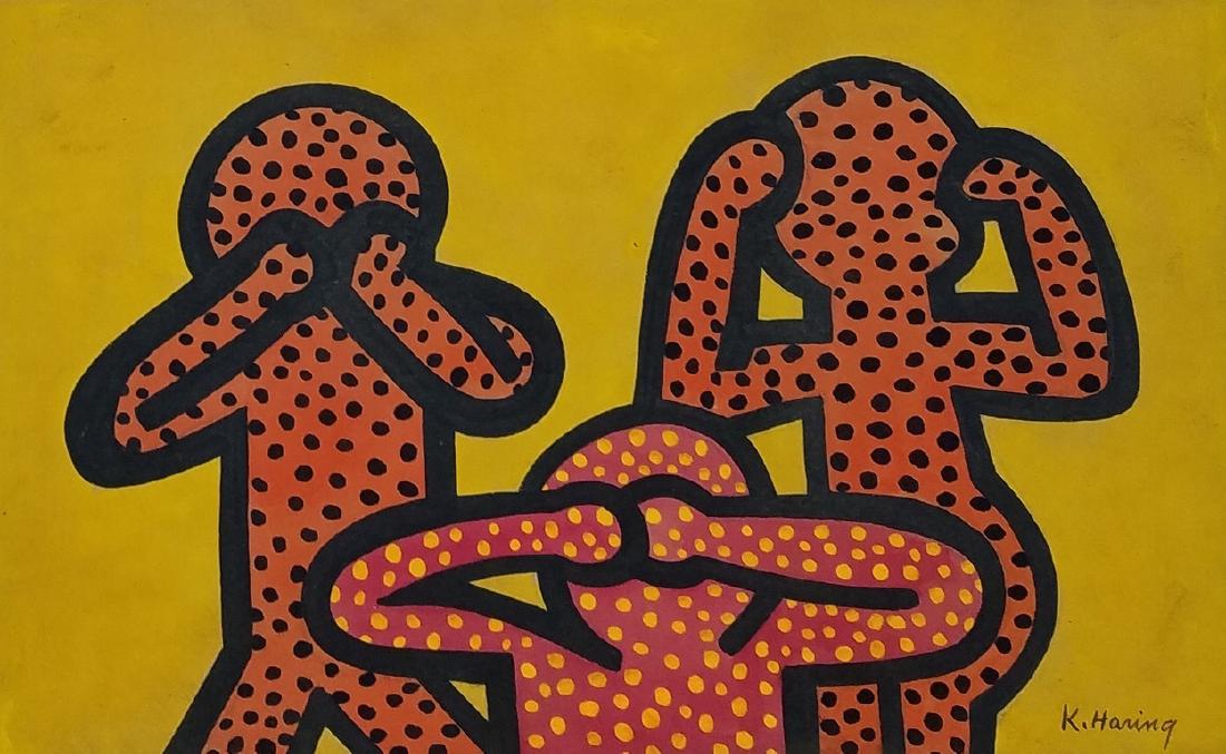 GOUACHE ON PAPER Signed K Haring (1 of 1)