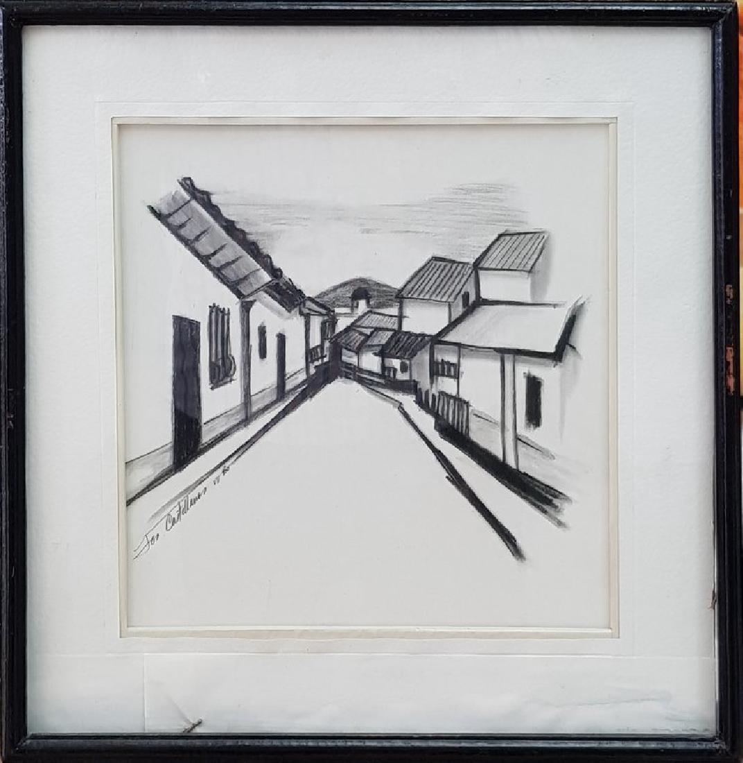 JOSE CASTELLANOS: CHARCOAL ON PAPER 9.50" X 9.50"