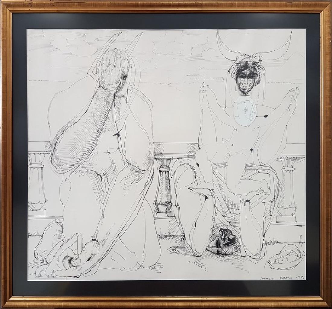PABLO CANO (CUBAN): MIXED MEDIA ON PAPER DATED 1981, 26.50" X 31.50" EXCELLENT CONDITION.