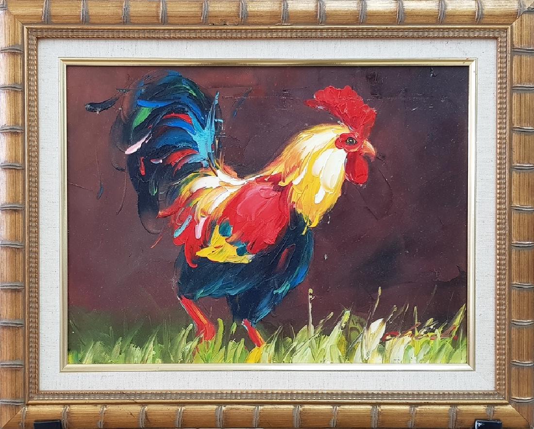 OIL ON CANVAS ROOSTER UNKNOWN ARTIST (1 of 2)