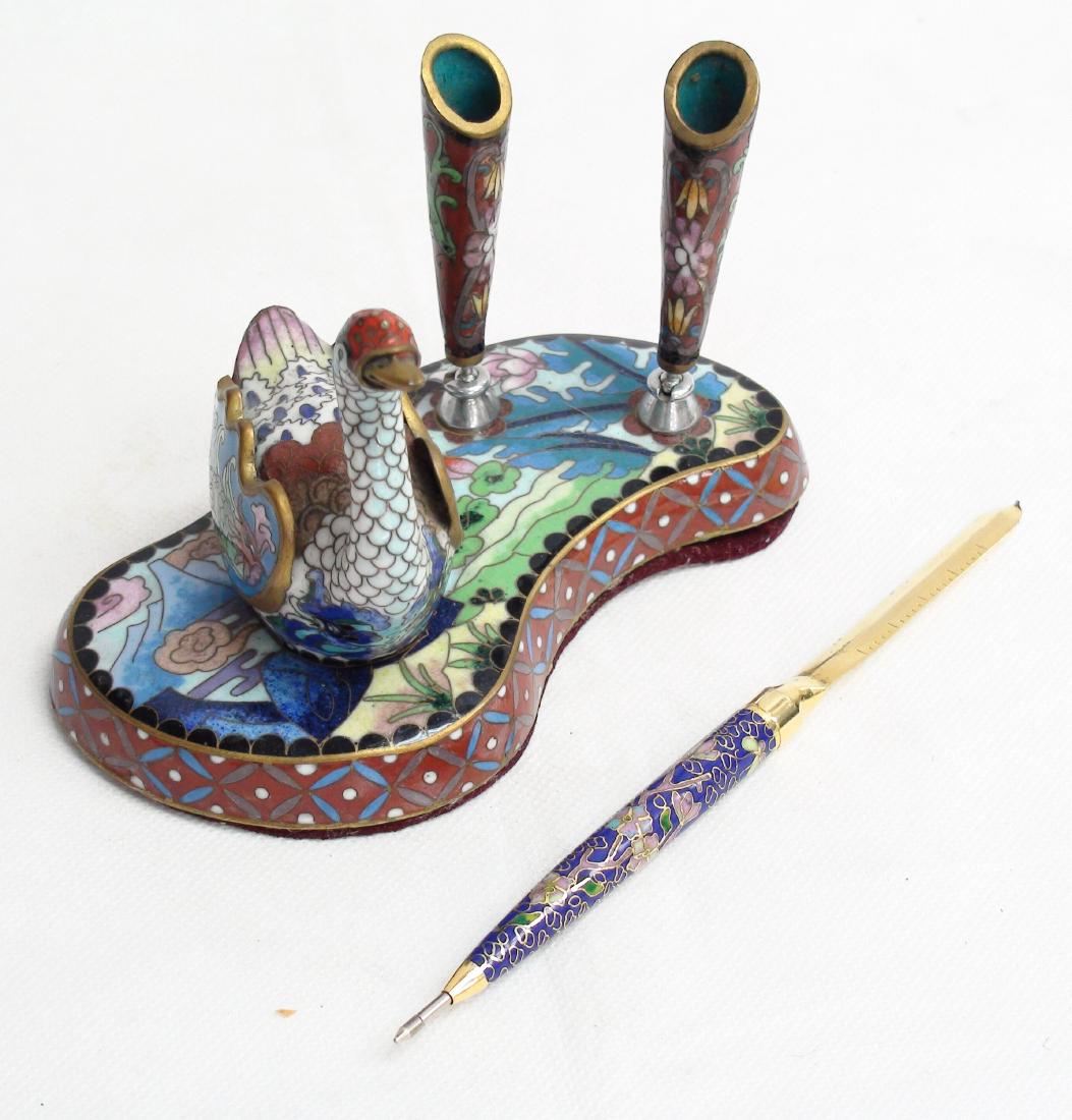 ANTIQUE HAND PAINTED ENAMEL DESK SET (1 of 3)