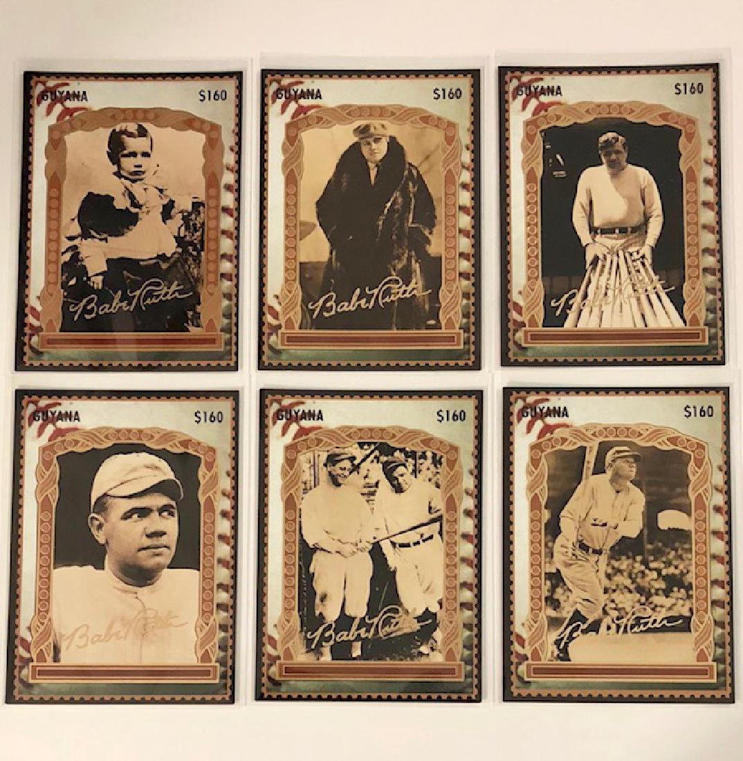 Lot of 6 Signed BABE RUTH Gold Baseball Cards: Gold Foil “GUYANA” Facsimile Autographed - Group 2