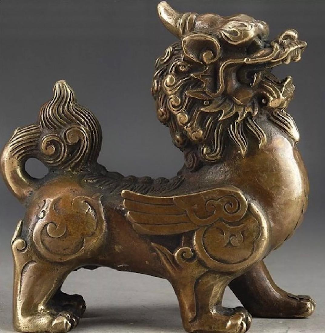 Old Bronze Imperial Chinese Guardian Winged LION: Ornate Piece – Multiple Photos Posted