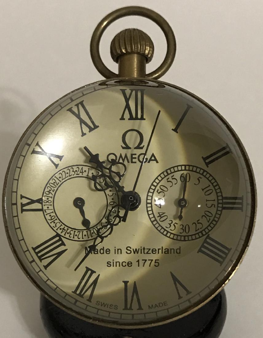LG Swiss Omega Working Spherical Mechanical Clock: Skeleton Back – Glass & Brass Casing – Heavy Piece Shelf Sitting Piece – Very Well Made - See all Photos