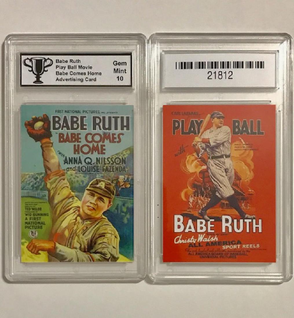 Rare Gem 10 BABE RUTH Advertising Baseball Card: PLAY BALL MOVIE – “BABE COMES HOME”