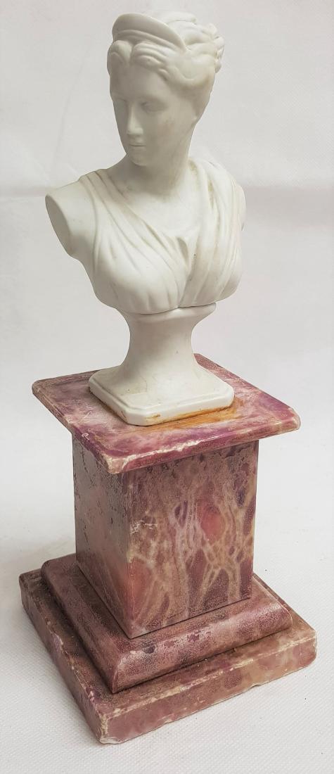 ANTIQUE CERAMIC BUST ON MARBLE BASE (1 of 2)