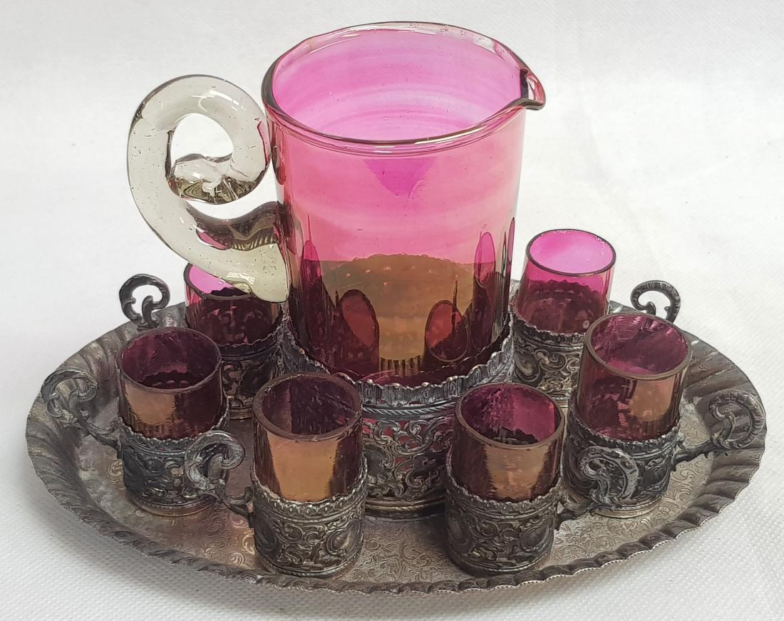 WM FM GERMAN CRANBERRY GLASS SET (1 of 3)