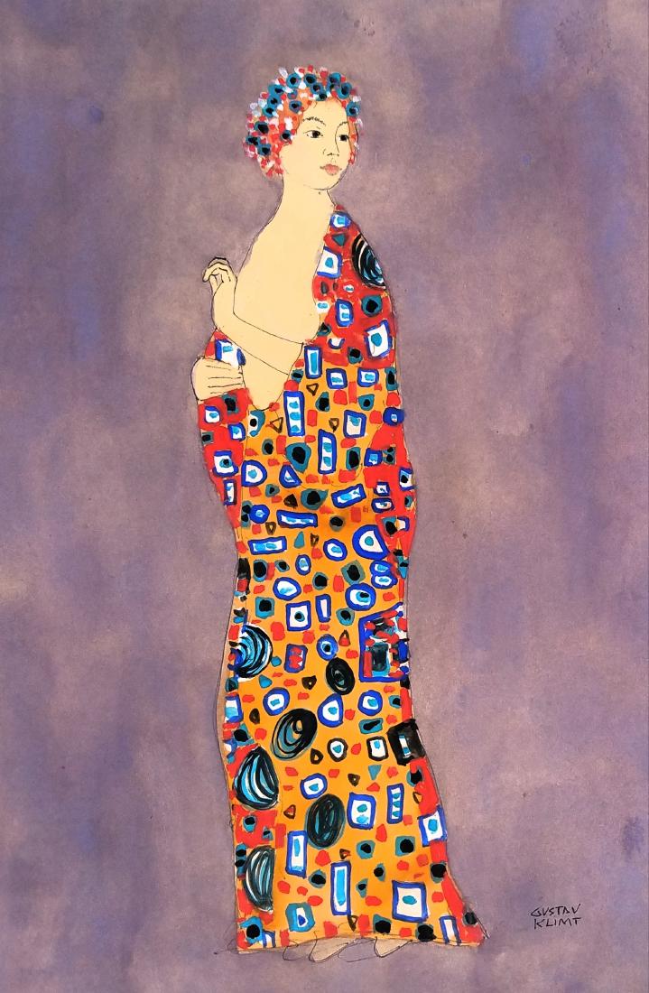 SIGNED GUSTAV KLIMT MIXED MEDIA ON PAPER (1 of 1)