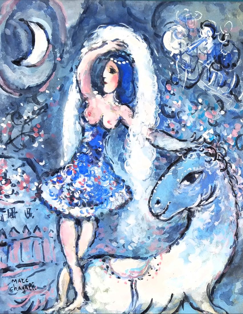 signed Marc Chagall gouache on paper (1 of 1)