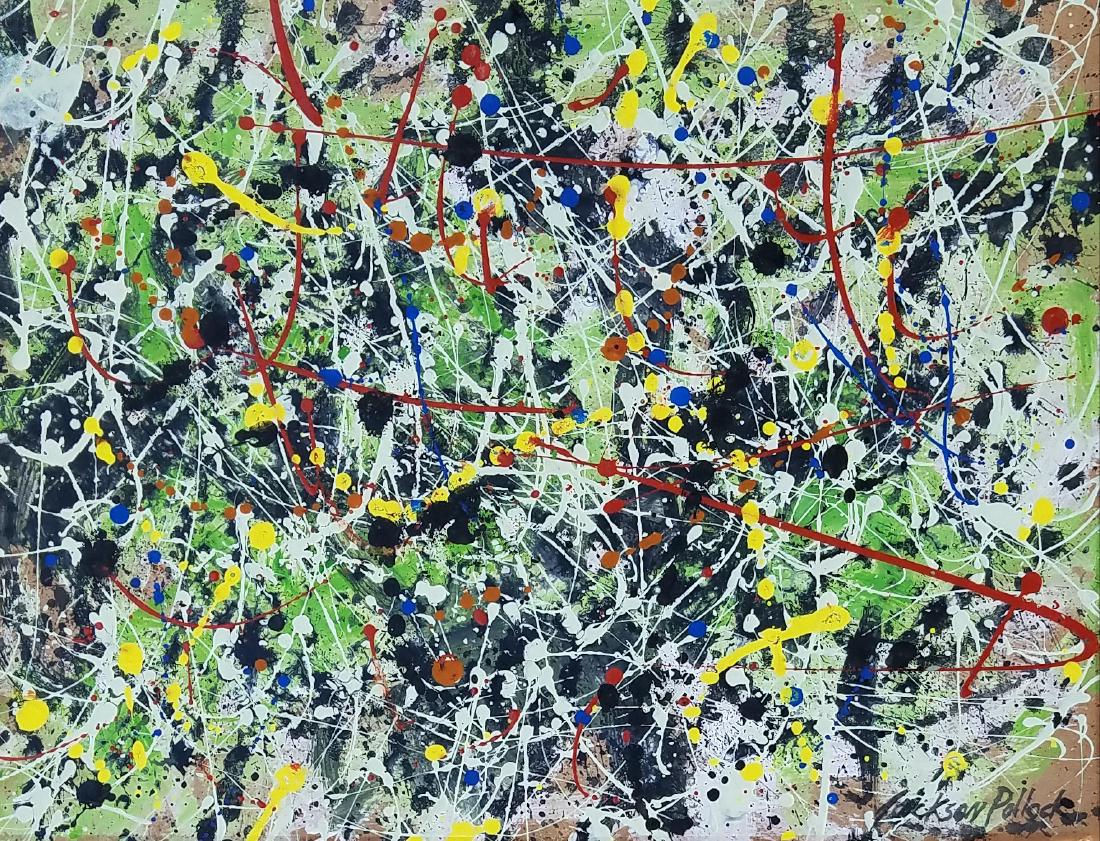 signed Jackson Pollock mixed media on paper (1 of 1)
