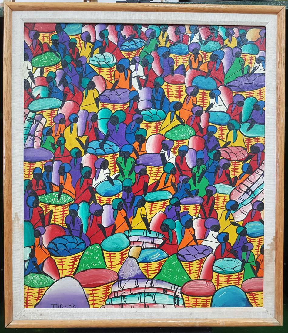 OIL ON BOARD HATIAN ART: 26" X 22"