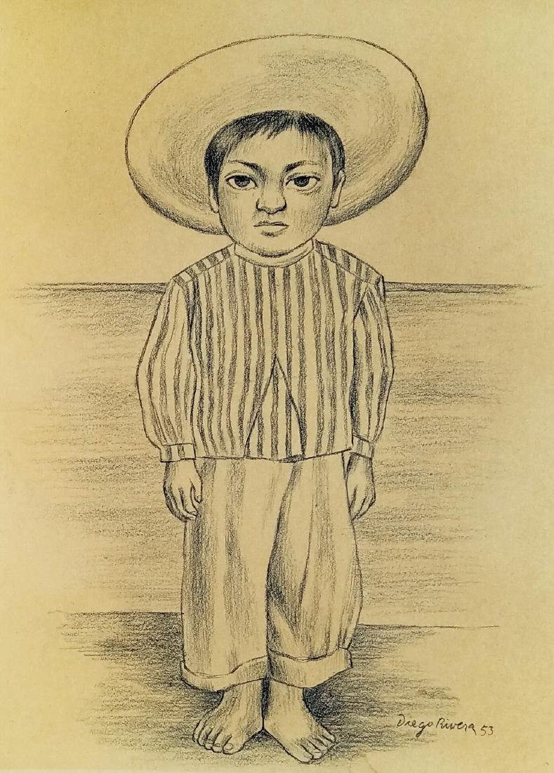 Color Crayon On Paper signed Diego Rivera (1 of 1)