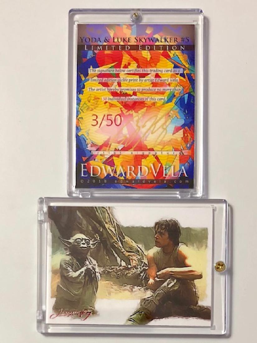 Star Wars YODA & SKYWALKER Artist Signed Trading Card: HAND SIGNED by Artist – RARE - #5 of ONLY 50 Produced