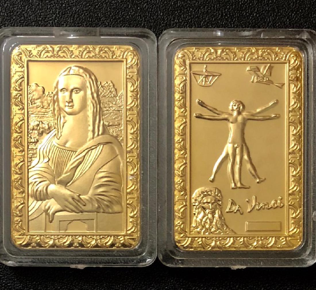 Leonardo Da Vinci / Mona Lisa Embossed Gold Clad Ingot: Encapsulated