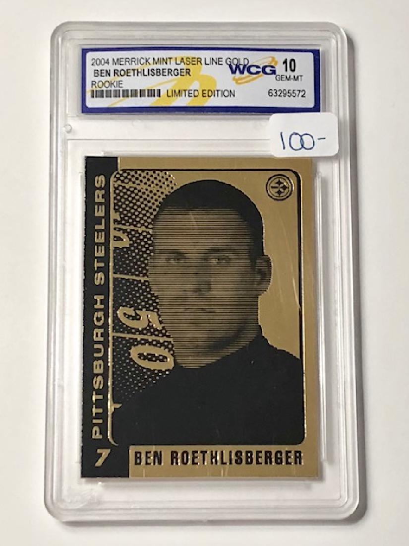 Gem 10 Gold BEN ROETHLISBERGER Rookie Football Card: Merrick Mint Laser Line Rookie Card