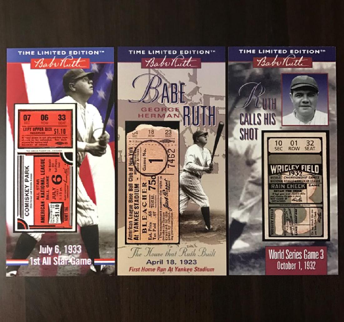 Lot of 3 BABE RUTH Milestone Baseball Game Tickets: Limited Edition Commemorative Tickets