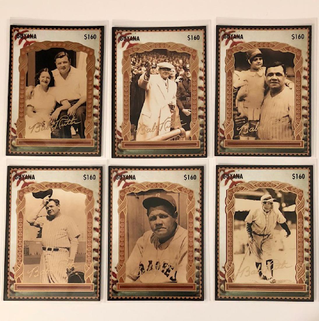 6 Gold Signature BABE RUTH Gold Foil Baseball Cards #1: Lot of 6 Gold Foil - “GUYANA” - Facsimile Autographed