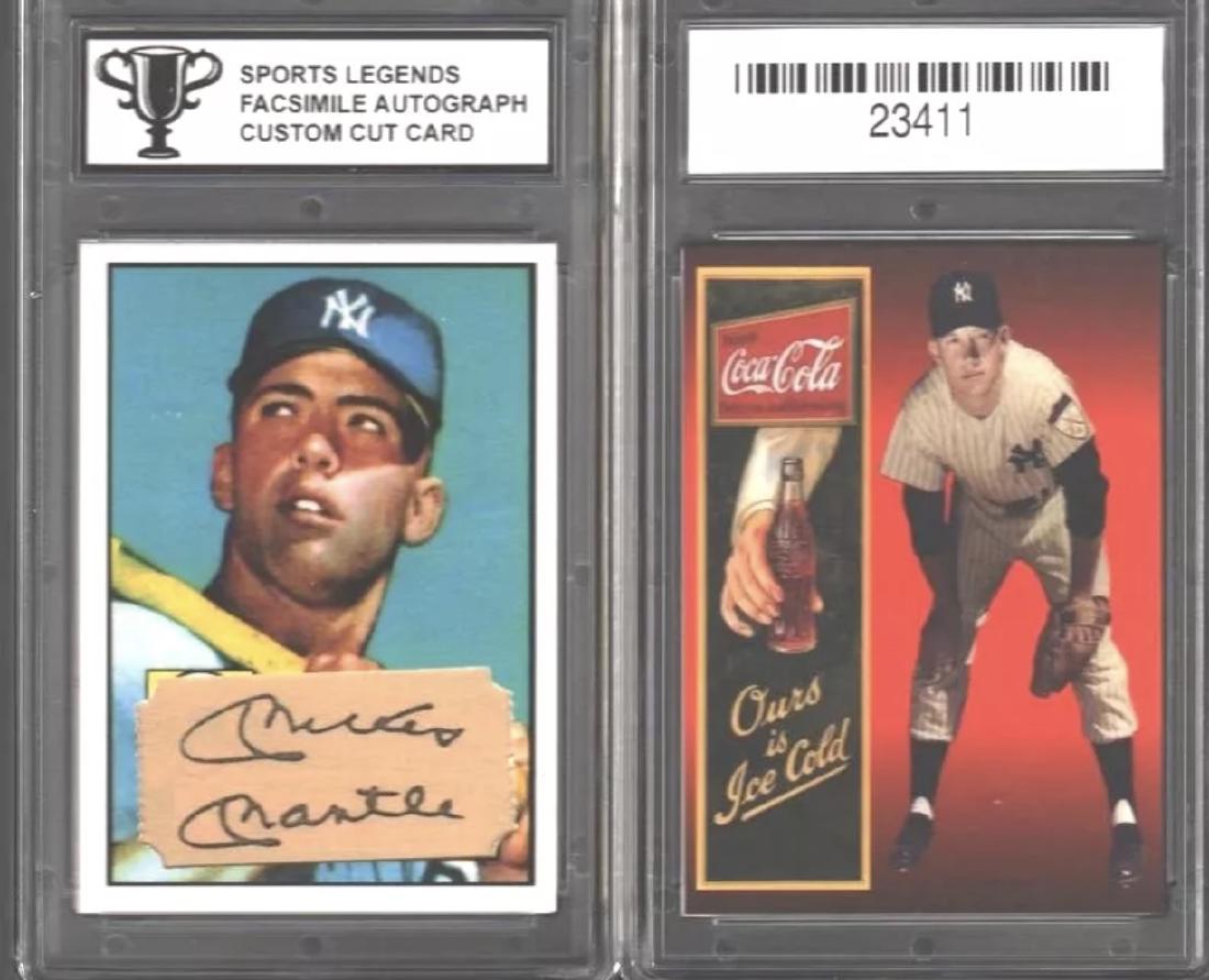 Rare MICKEY MANTLE Custom Advertising & Rookie Baseball: 1 Card – 2 Sided – Coca-Cola AD & Custom Cut RP Rookie