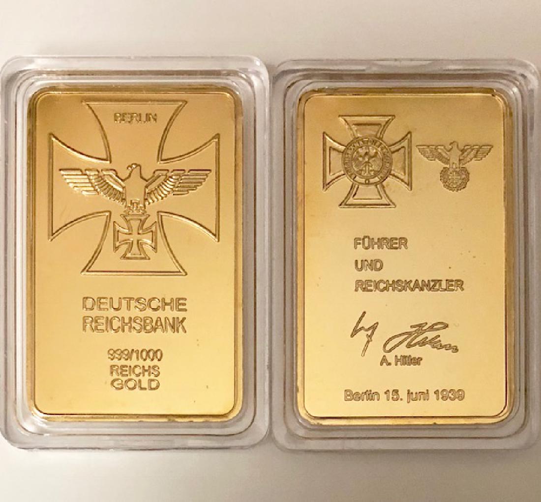 1939 ADOLF HITLER .999/1000 Gold Clad Bullion Bar: Encapsulated
