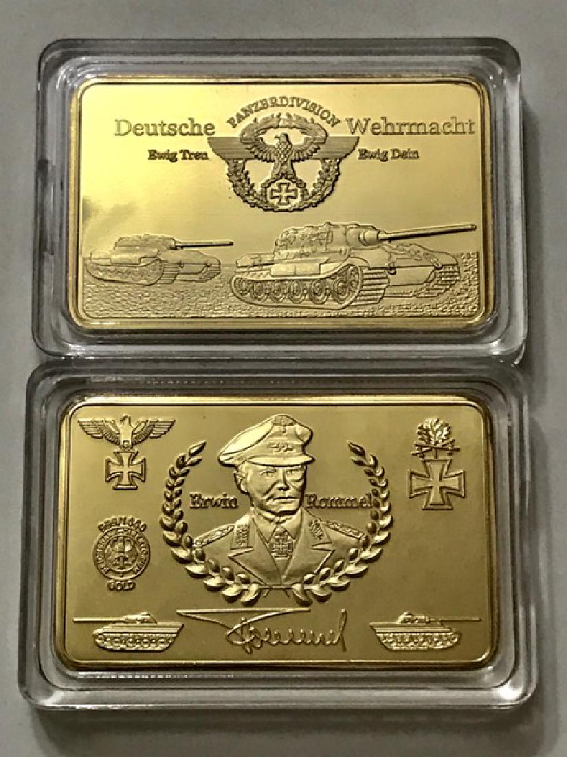 WW2 .999 Gold clad Bar German Panzer Division: Erwin Rommel/Panzer Division/Deutsche Wehrmacht