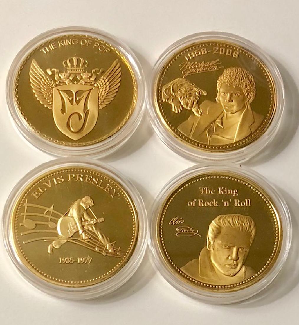 ELVIS PRESLEY & MICHAEL JACKSON Gold Clad Tribute Coins: Great Lot of 2 – Encapsulated