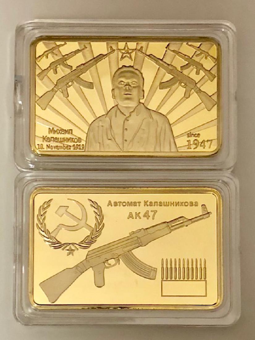 Post WW2 Russian AK-47 Gold Clad Bullion Bar: Encapsulated