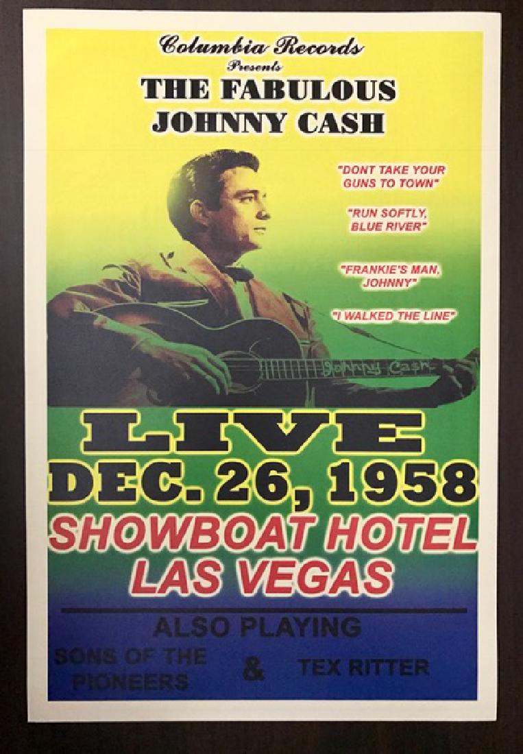 JOHNNY CASH Live Showboat Las Vegas Concert Poster: 1958 Showboat Hotel – 12” x 18” – Print Date Unknown