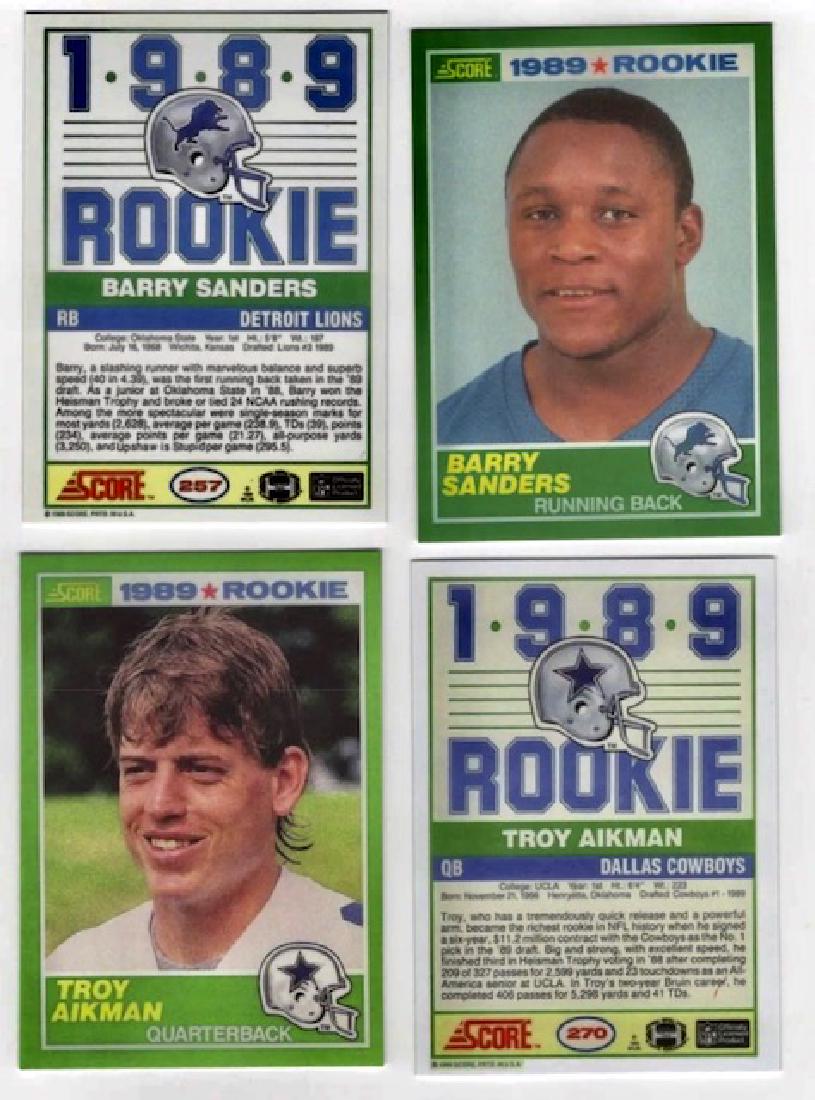 BARRY SANDERS & TROY AIKMAN Rookie Football Cards: Lot of 2 – 1989 Score 1st Rookie Cards for Both Players