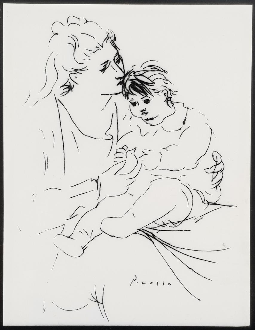PABLO PICASSO ETCHING ON TILE: 10.50" X 8.50"
