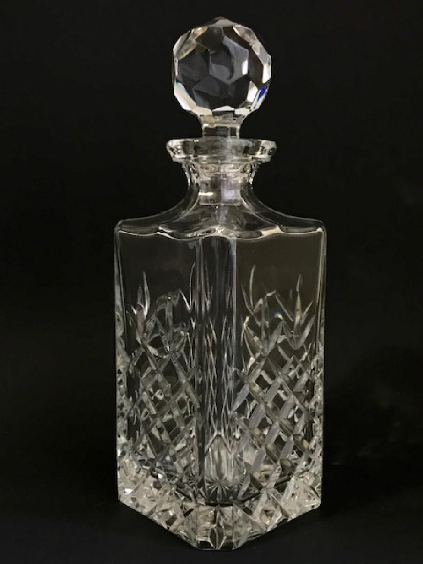 Signed Heavy Square Faceted Cut Crystal Decanter