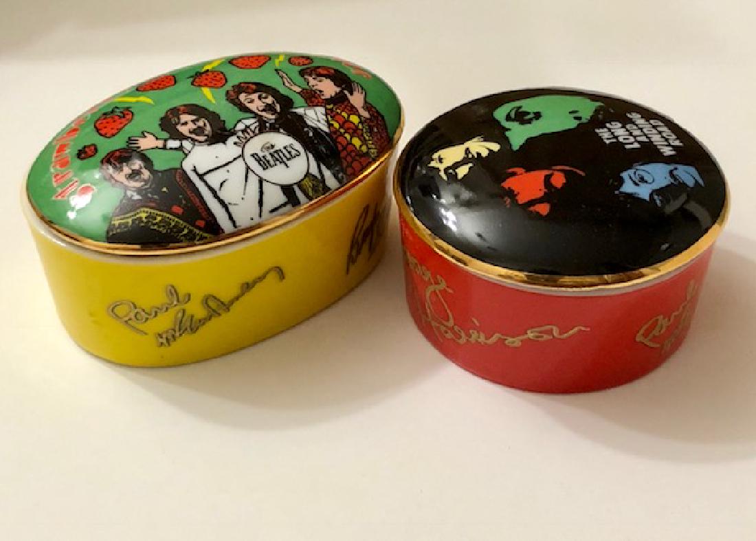 Lot of 2 Working BEATLES Porcelain Music Boxes: Both Work Perfect but Both have a Small Chip to the Lid