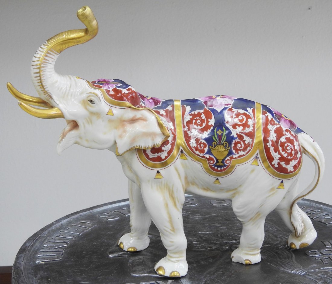 VINTAGE PORCELAIN SIGNED ELEPHANT SCULPTURE (1 of 4)