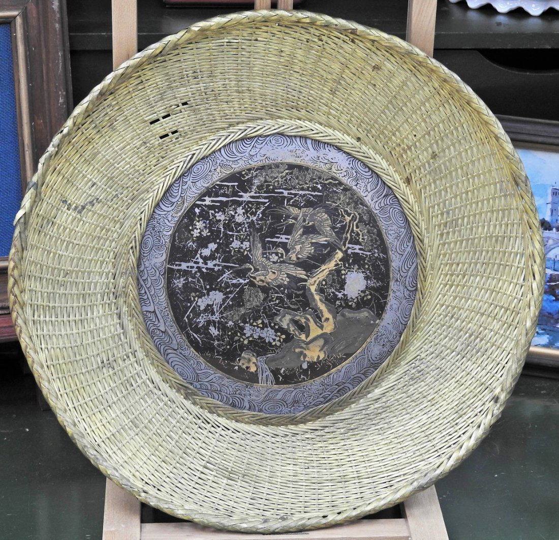 ANTIQUE SIGNED CHINESE BRONZE AND METAL PLATE (1 of 4)