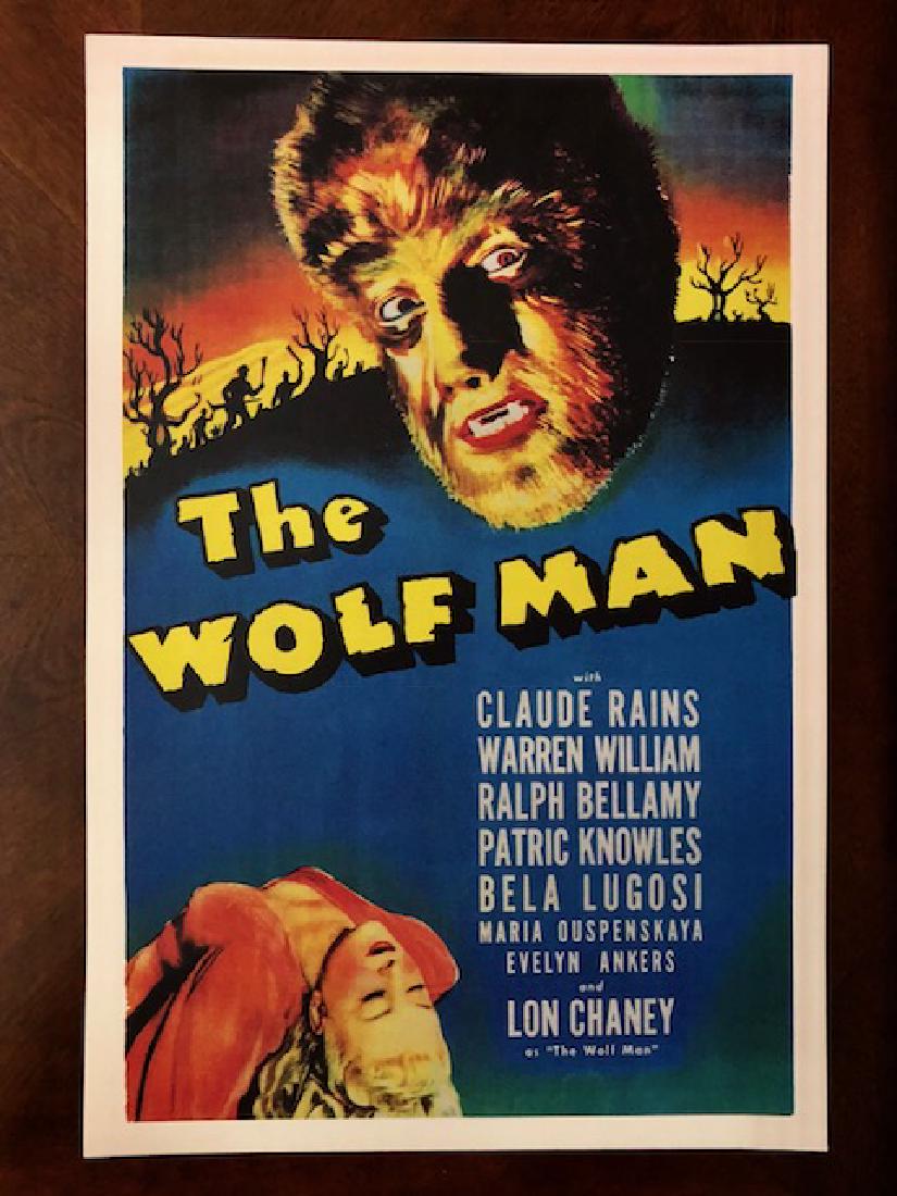 1941 The WOLF MAN Movie Theater Lobby Poster: Lon Chaney Classic - 12” x 18” – Print Date Unknown