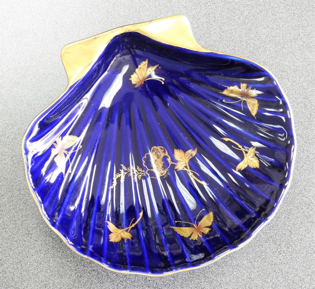 LIMOGES VINTAGE COBALT BLUE SHELL PORCELAIN DISH (1 of 3)