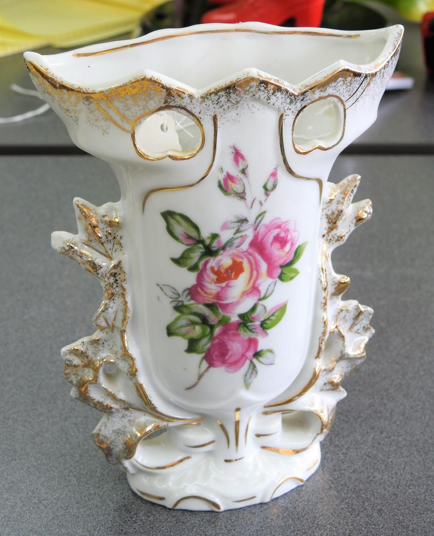 ANTIQUE PORCELAIN SIGNED FLOWER VASE (1 of 2)