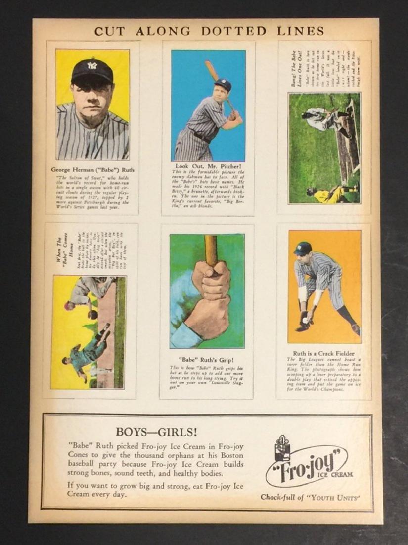 BABE RUTH Fro-Joy Ice Cream Baseball Cards (1 of 1)