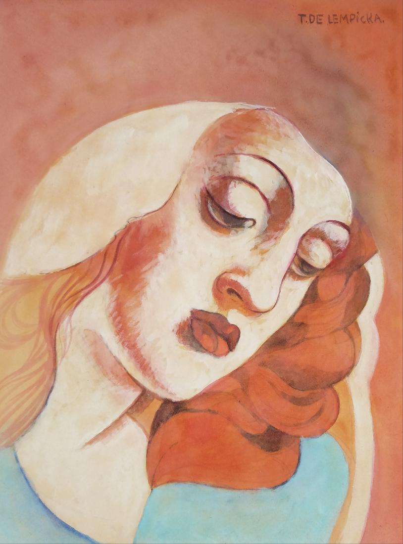 TAMARA DE LEMPICKA (ATTRIBUTED TO): WATERCOLOR ON PAPER, 12.50" X 9.50", EXCELLENT CONDITION, PRIVATE COLLECTION