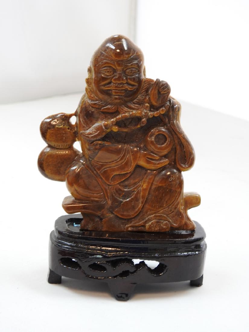 ANTIQUE CHINESE TIGER EYE HAND CARVED BUDDHA (1 of 2)