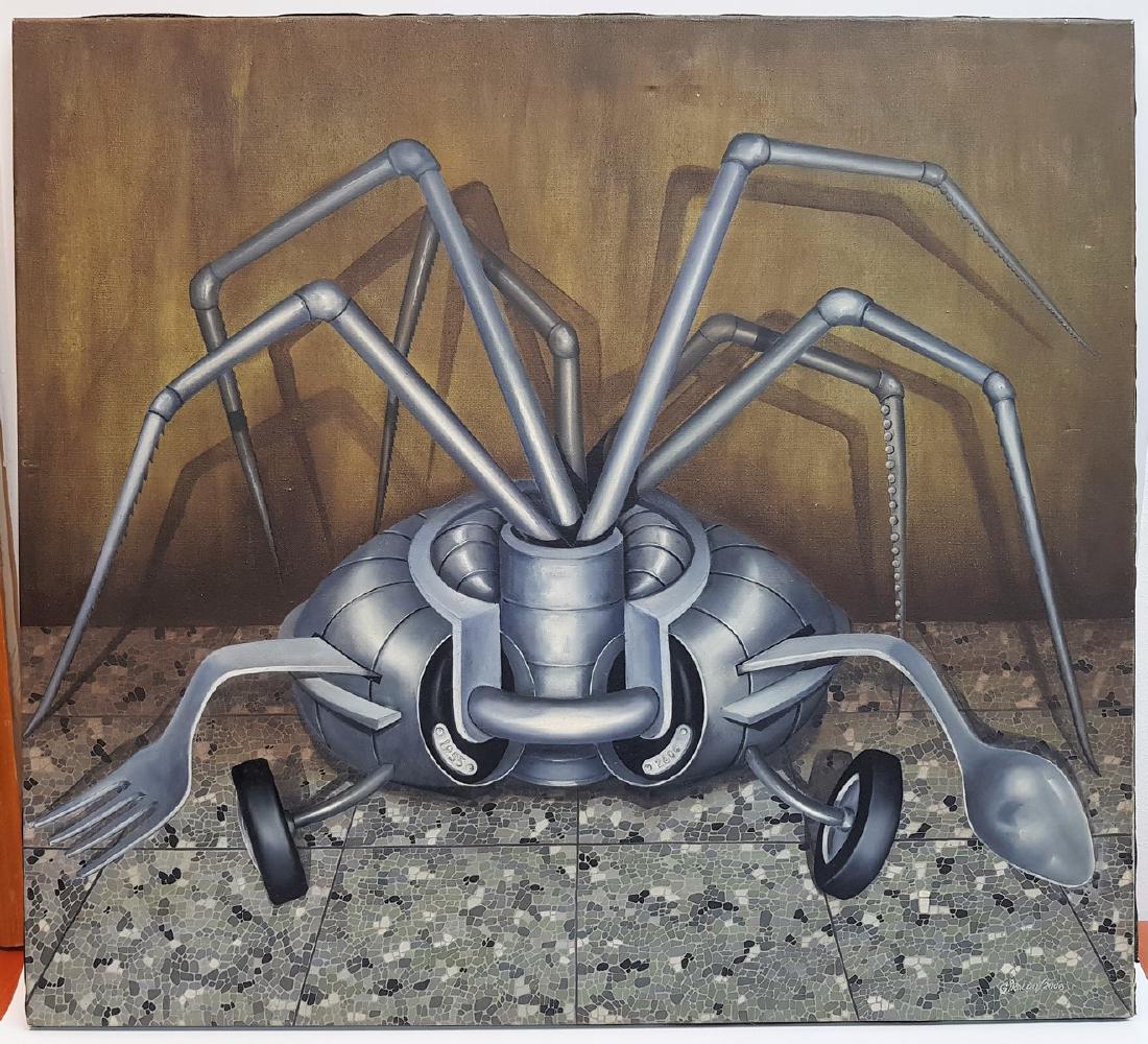 GIRALDO GONZALEZ (CUBAN ART): ACRYLIC ON CANVAS 22.50" X 25" EXCELLENT CONDITION