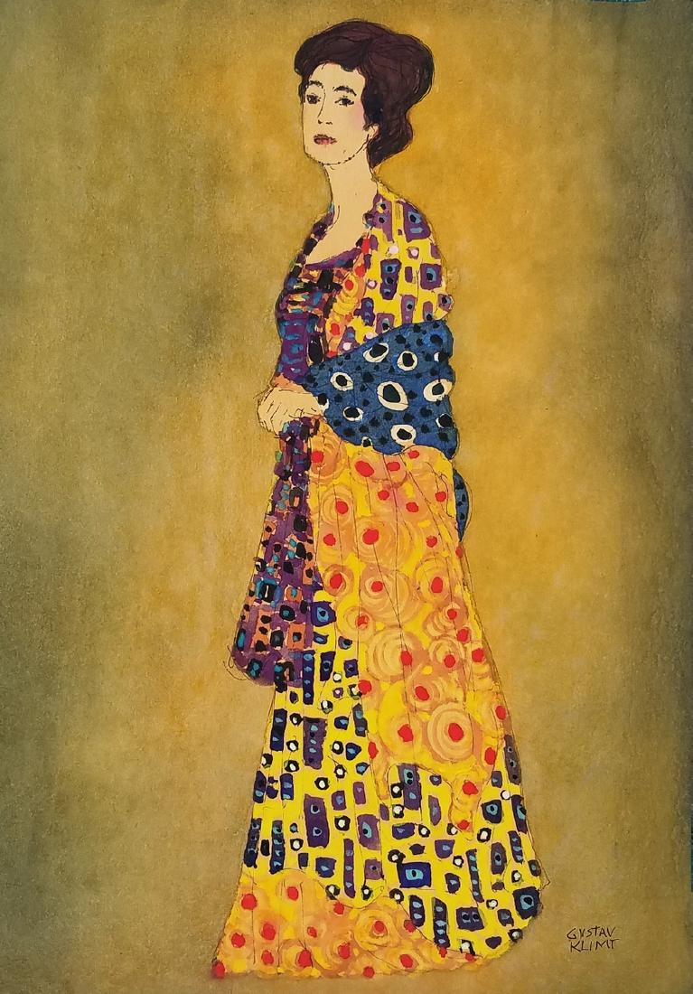 MIXED MEDIA ON PAPER SIGNED GUSTAV KLIMT: INK AND WATERCOLOR 11.50" X 8.50"