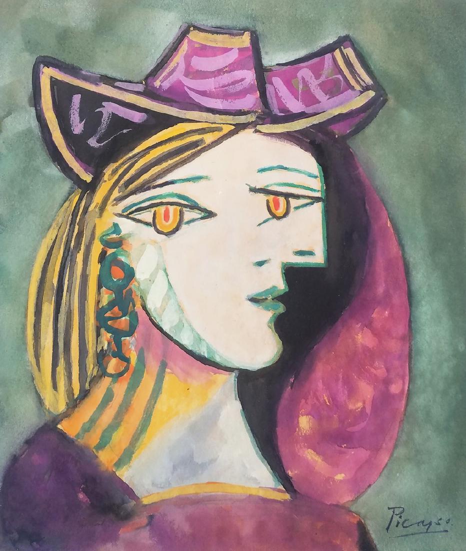 GOUACHE ON PAPER SIGNED PICASSO (1 of 1)