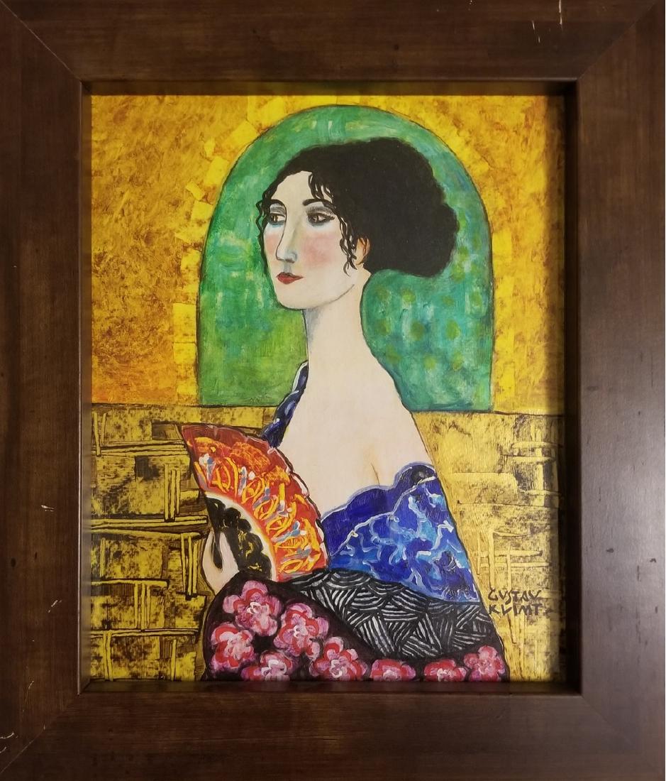 MIXED MEDIA ON HARD PAPER SIGNED GUSTAV KLIMT: 14" X 10.50" EXCELLENT CONDITION