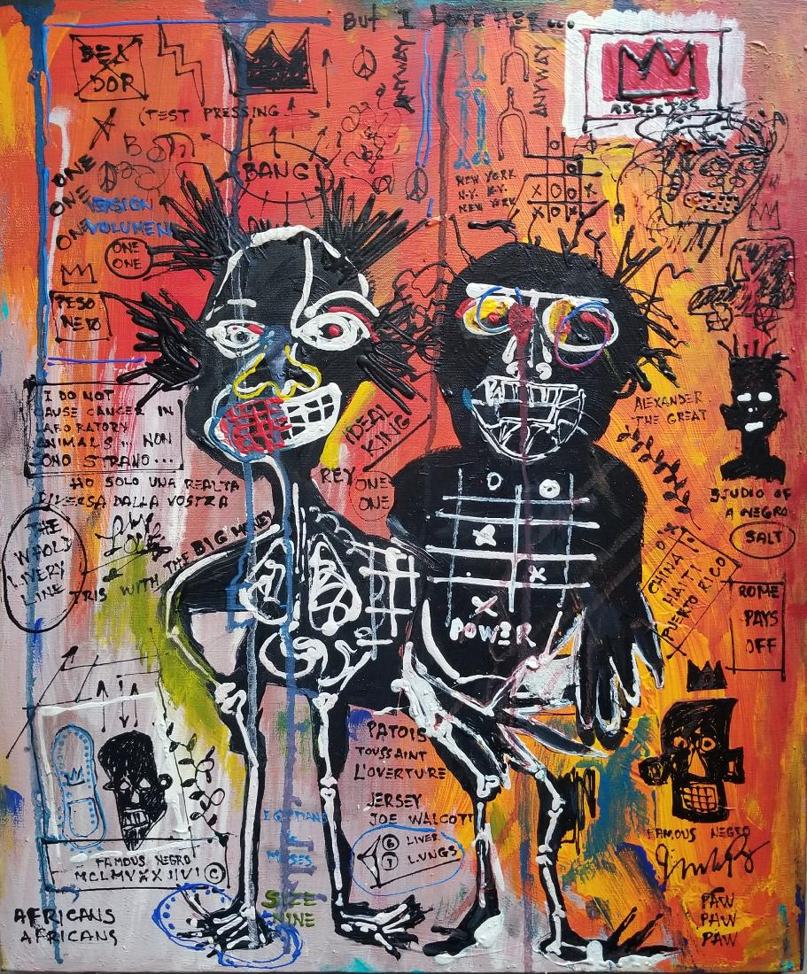 MIXED MEDIA ON CANVAS SIGNED JEAN MICHEL BASQUIAT (1 of 2)