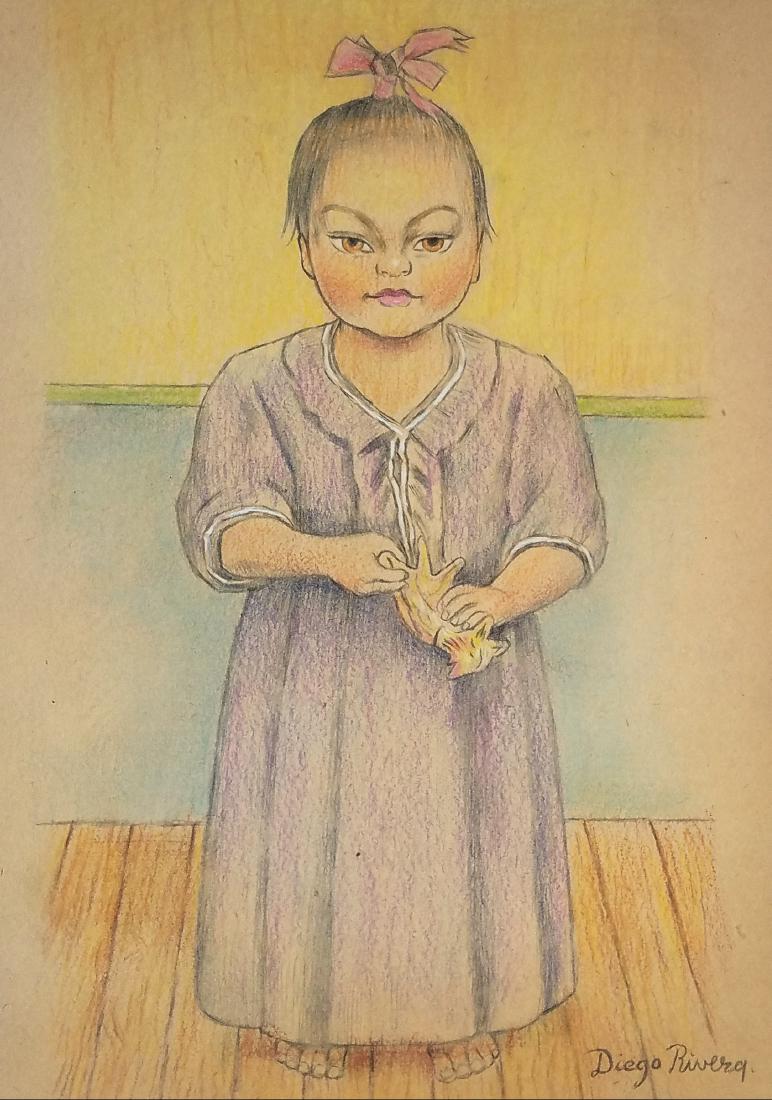 SIGNED DIEGO RIVERA WATERCOLOR ON PAPER (1 of 1)