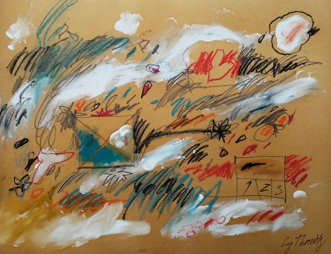 MIXED MEDIA ON PAPER SIGNED Cy Twombly: 10.75" X 14 1/8" EXCELLENT CONDITION