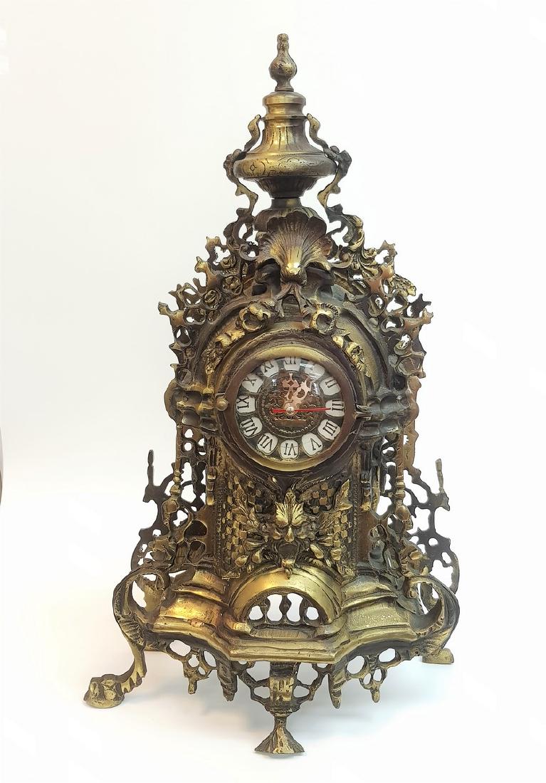 LARGE BRONZE MANTLE CLOCK (1 of 4)