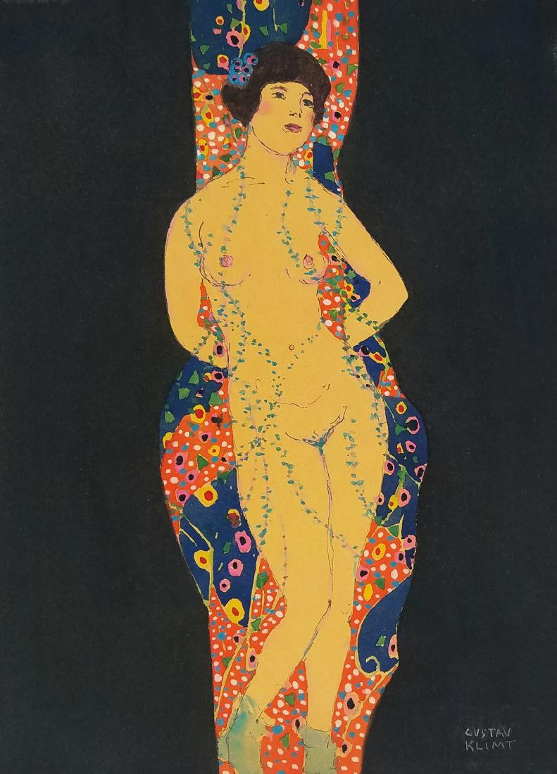 GUSTAV KLIMT (ATTRIBUTED TO) WATERCOLOR & INK ON PAPER: 11.50" X 8.50" EXCELLENT CONDITION